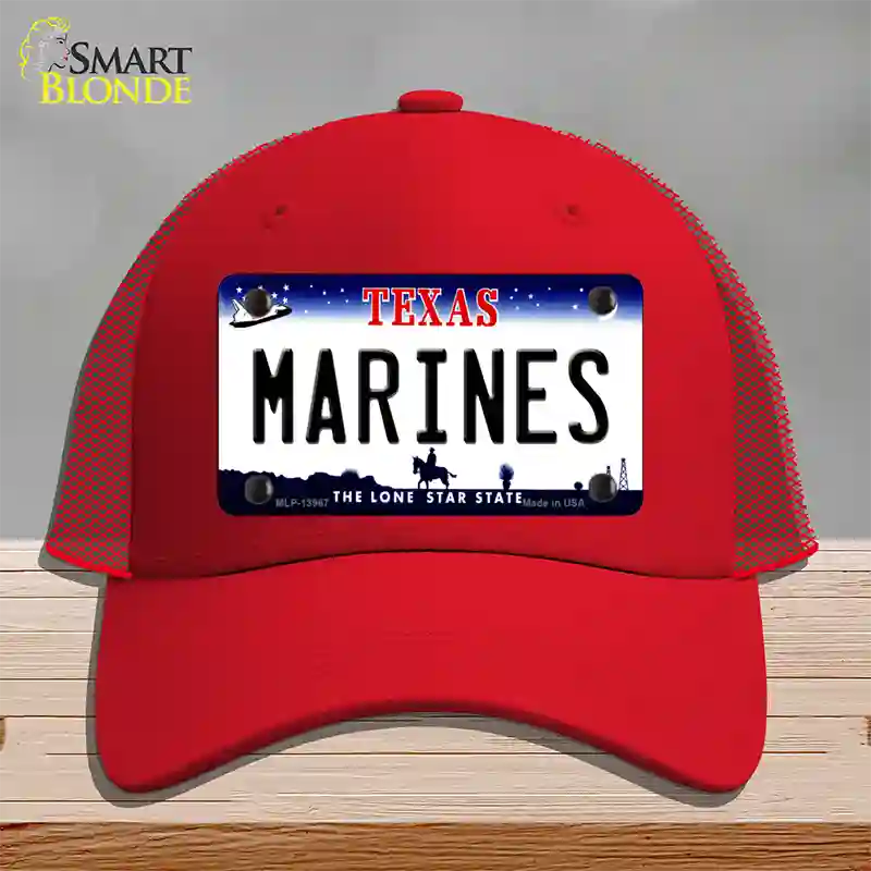 Texas Marines Novelty License Plate Hat Tag Mesh / Red