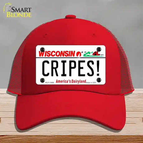 Cripes Wisconsin Novelty License Plate Hat Tag Mesh / Red