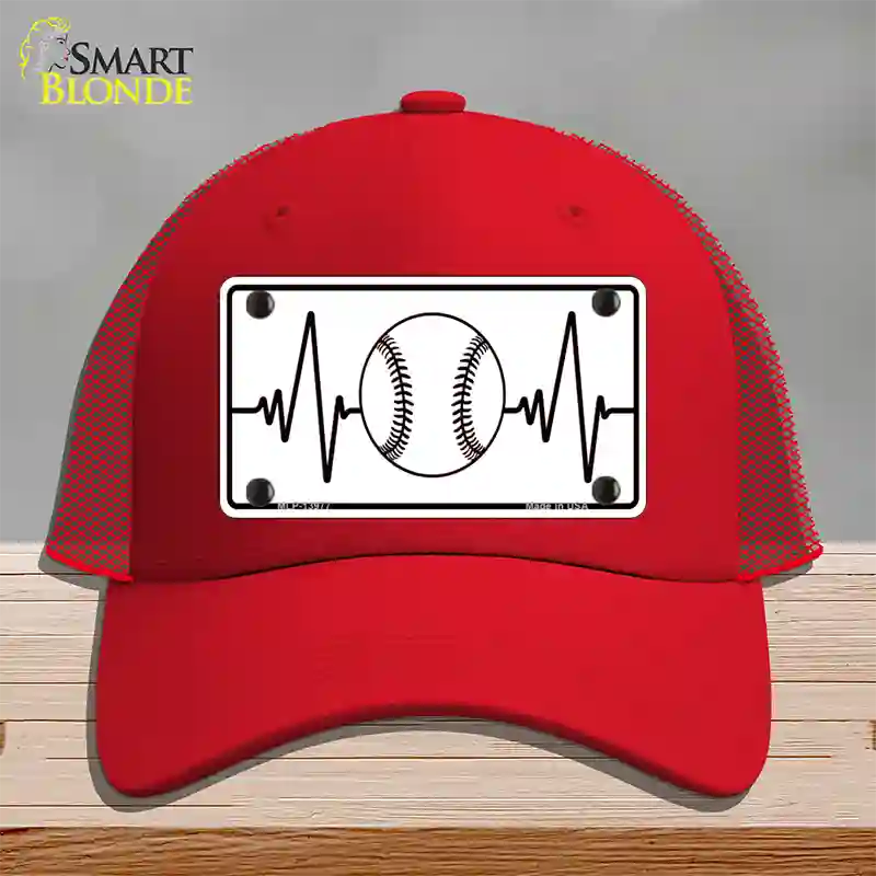 Baseball Heart Beat Novelty License Plate Hat Tag Mesh / Red