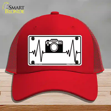 Photography Heart Beat Novelty License Plate Hat Tag Mesh / Red