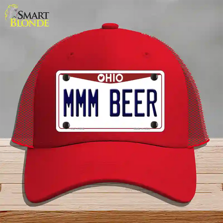 MMM Beer Ohio Novelty License Plate Hat Tag Mesh / Red