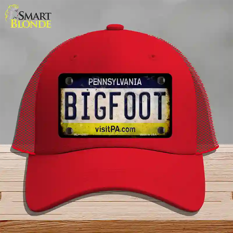 Bigfoot Pennsylvania Novelty License Plate Hat Tag Mesh / Red