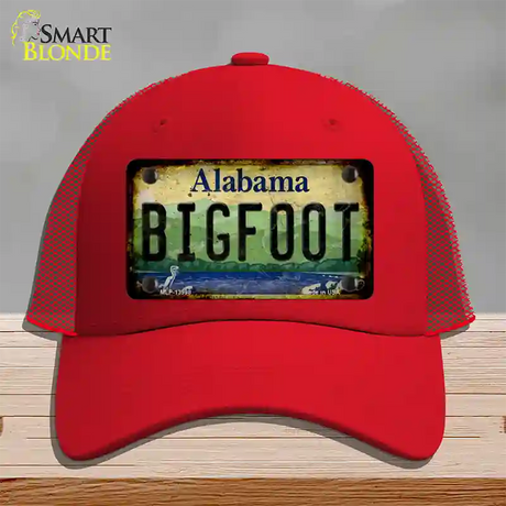 Bigfoot Alabama Novelty License Plate Hat Tag Mesh / Red