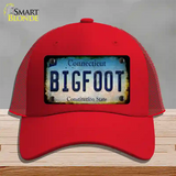 Bigfoot Connecticut Novelty License Plate Hat Tag Mesh / Red