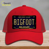 Bigfoot Delaware Novelty License Plate Hat Tag Mesh / Red