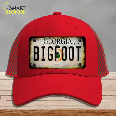 Bigfoot Georgia Novelty License Plate Hat Tag Mesh / Red