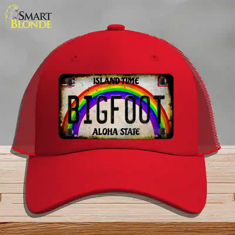 Bigfoot Hawaii Novelty License Plate Hat Tag Mesh / Red