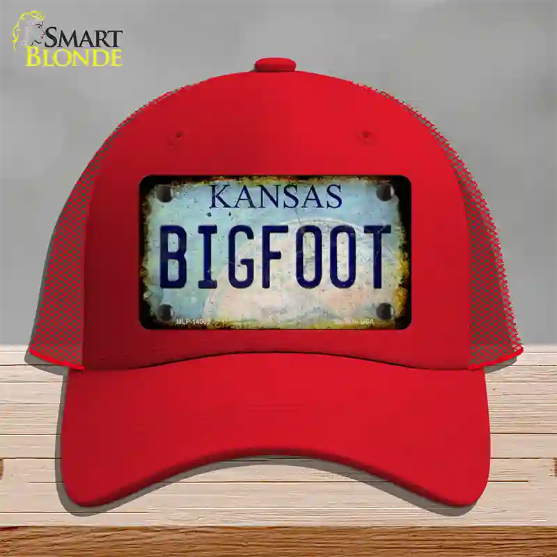 Bigfoot Kansas Novelty License Plate Hat Tag Mesh / Red