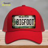 Bigfoot Maine Novelty License Plate Hat Tag Mesh / Red