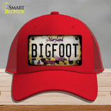 Bigfoot Maryland Novelty License Plate Hat Tag Mesh / Red