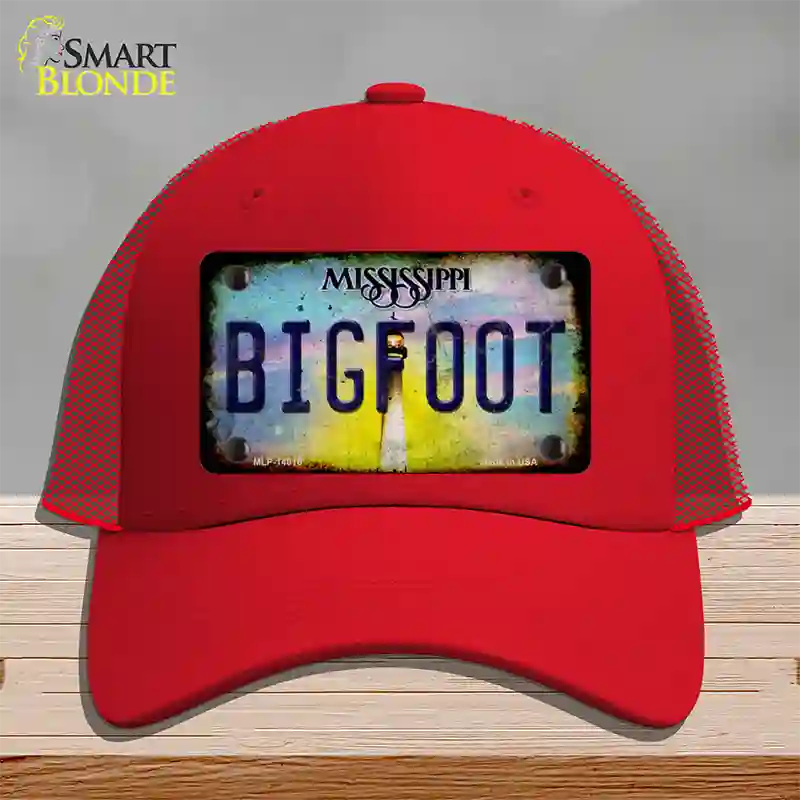 Bigfoot Mississippi Novelty License Plate Hat Tag Mesh / Red