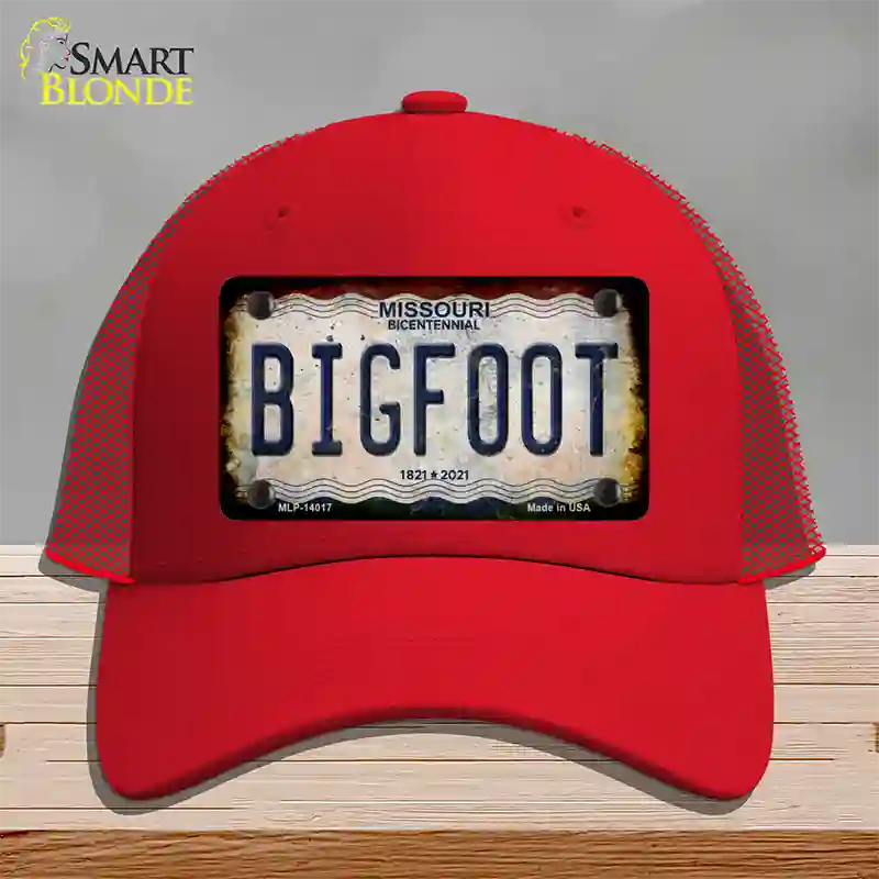 Bigfoot Missouri Novelty License Plate Hat Tag Mesh / Red