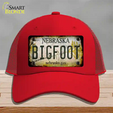 Bigfoot Nebraska Novelty License Plate Hat Tag Mesh / Red