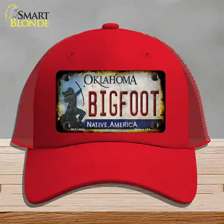 Bigfoot Oklahoma Novelty License Plate Hat Tag Mesh / Red