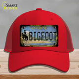 Bigfoot Wyoming Novelty License Plate Hat Tag Mesh / Red