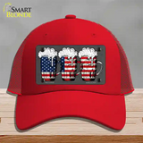 Three Beers America Novelty License Plate Hat Mesh / Red