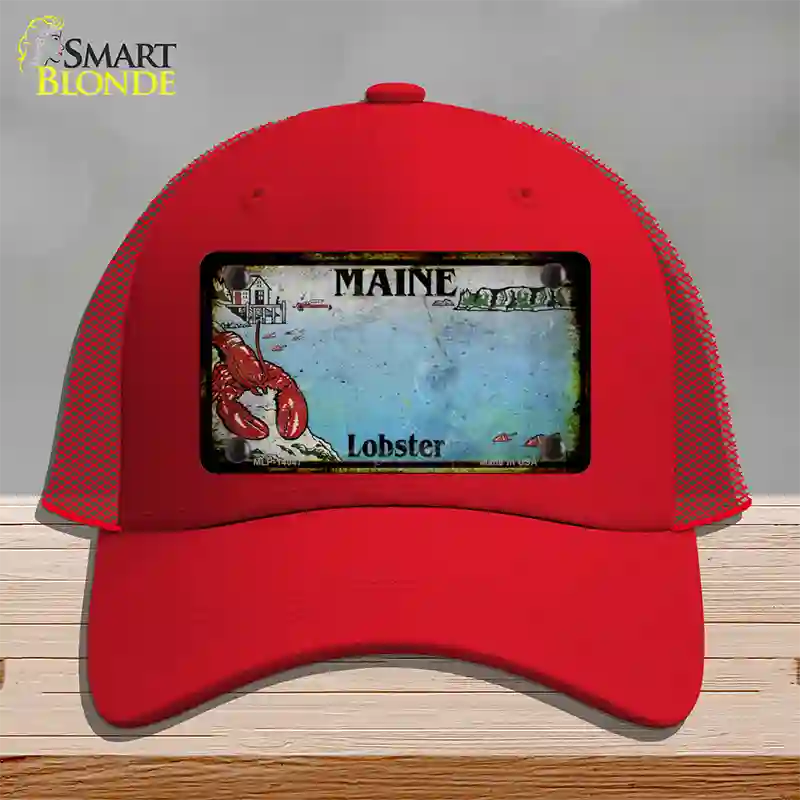 Maine Lobster Blank Rusty Novelty License Plate Hat Mesh / Red