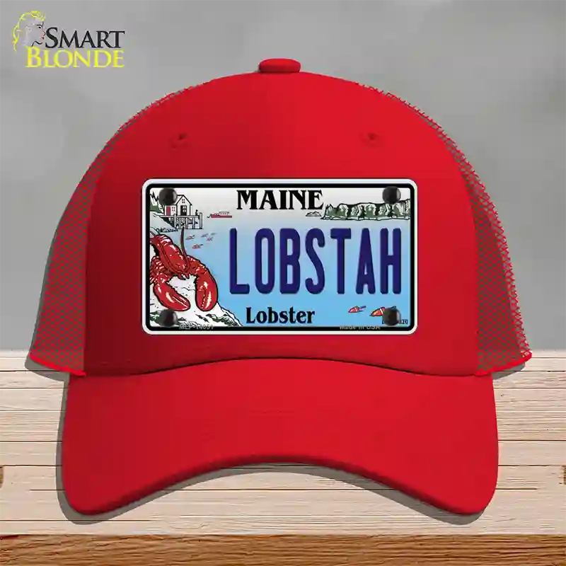 Lobstah Maine Lobster Novelty License Plate Hat Mesh / Red