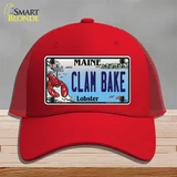 Clam Bake Maine Lobster Novelty License Plate Hat Mesh / Red