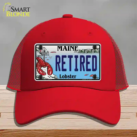 Retired Maine Lobster Novelty License Plate Hat Mesh / Red