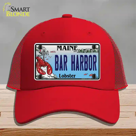 Bar Harbor Maine Lobster Novelty License Plate Hat Mesh / Red