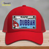 Dubbah Maine Lobster Novelty License Plate Hat Mesh / Red