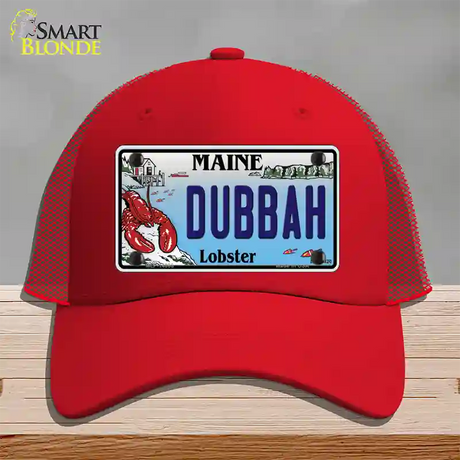 Dubbah Maine Lobster Novelty License Plate Hat Mesh / Red