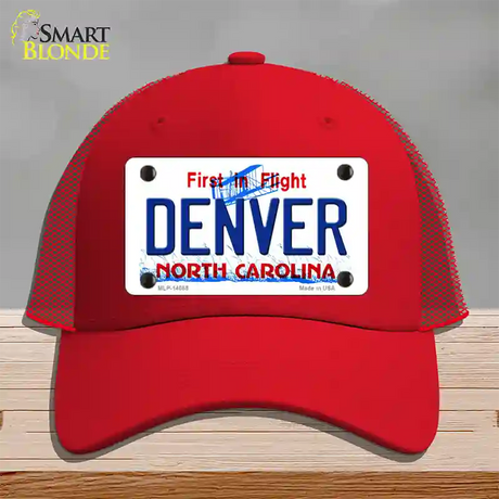 Denver North Carolina Novelty License Plate Hat Mesh / Red