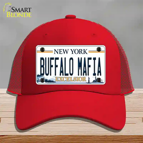 Buffalo Mafia New York Excelsior Novelty License Plate Hat Mesh / Red