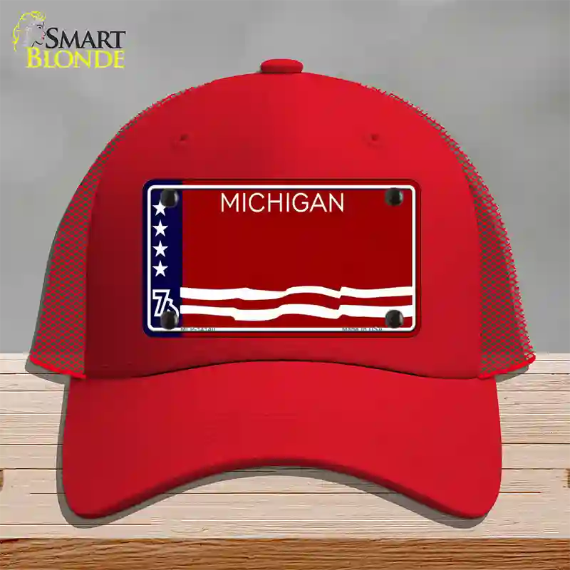 Michigan Bicentennial 76 State Blank Novelty License Plate Hat Mesh / Red