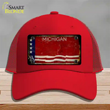 Rusty Michigan Bicentennial 76 Novelty License Plate Hat Mesh / Red