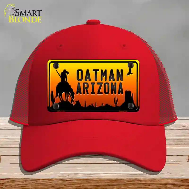 Oatman End Of Trail Arizona Scenic Background Novelty License Plate Hat Mesh / Red