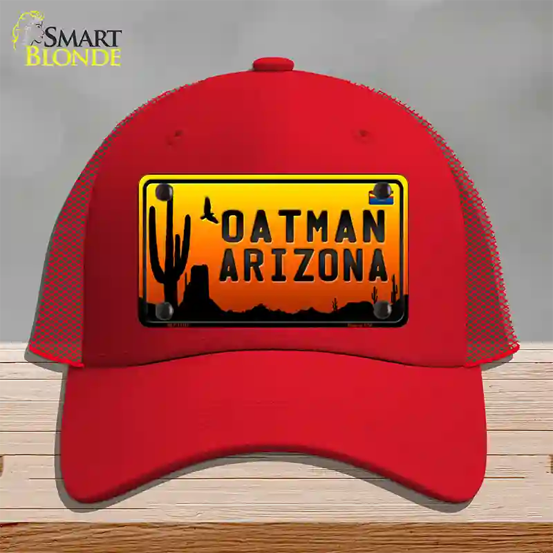 Oatman Flag Arizona Scenic Background Novelty License Plate Hat Mesh / Red