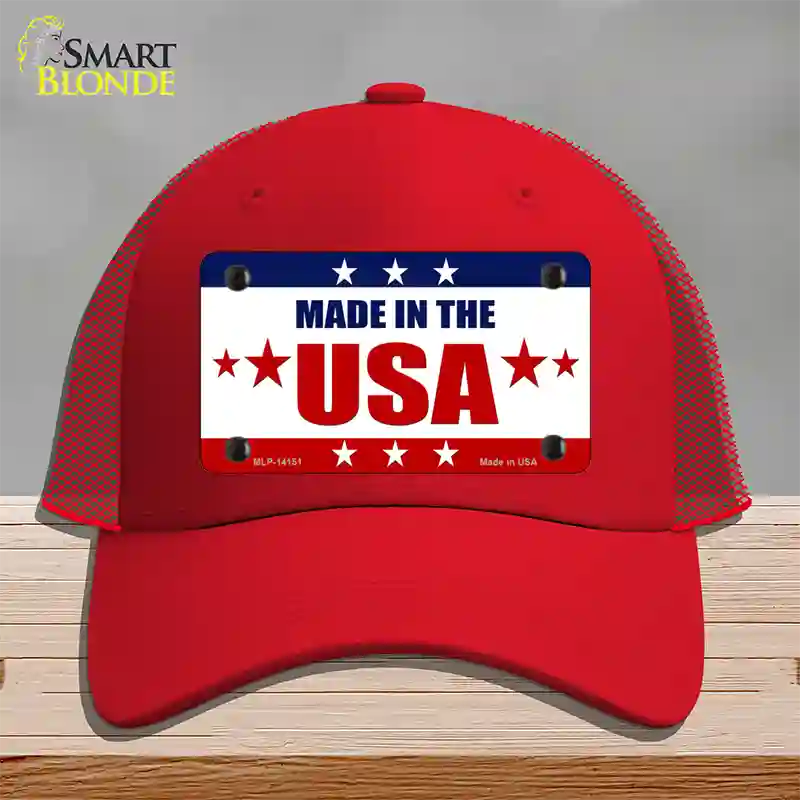 Made in the USA Novelty License Plate Hat Mesh / Red