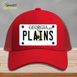 Plains Georgia Novelty License Plate Hat Mesh / Red