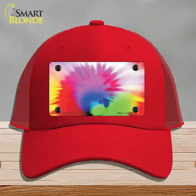 Pink Tie-Dye Novelty License Plate Hat Mesh / Red