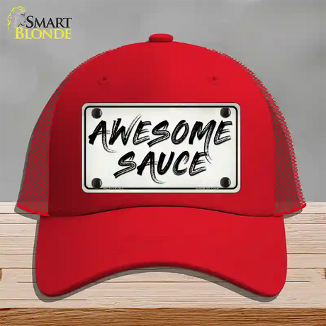 Awesome Sauce Novelty License Plate Hat Mesh / Red