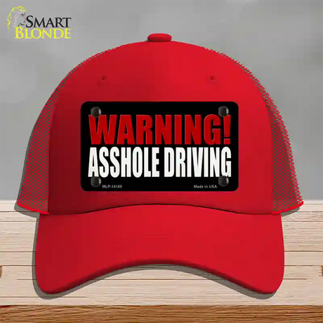 Warning Asshole Driving Novelty License Plate Hat Mesh / Red