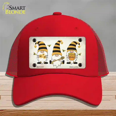 Gnomes Honeybees Novelty License Plate Hat Mesh / Red