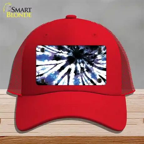 Purple Blue Tie-Dye Novelty License Plate Hat Mesh / Red