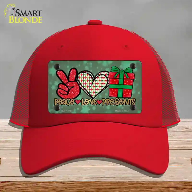 Peace Love Presents Novelty License Plate Hat Mesh / Red