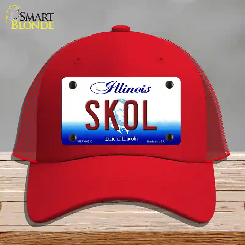 Skol Illinois Novelty License Plate Hat Mesh / Red