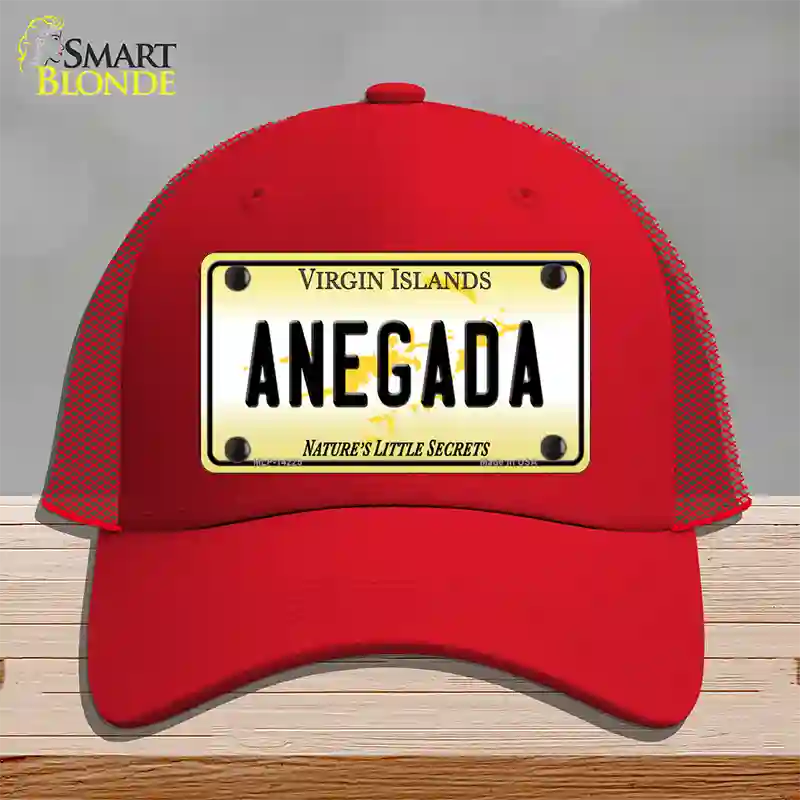 Virgin Islands Anegada Novelty License Plate Hat Mesh / Red