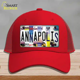 Annapolis Strip Art Novelty License Plate Hat Mesh / Red