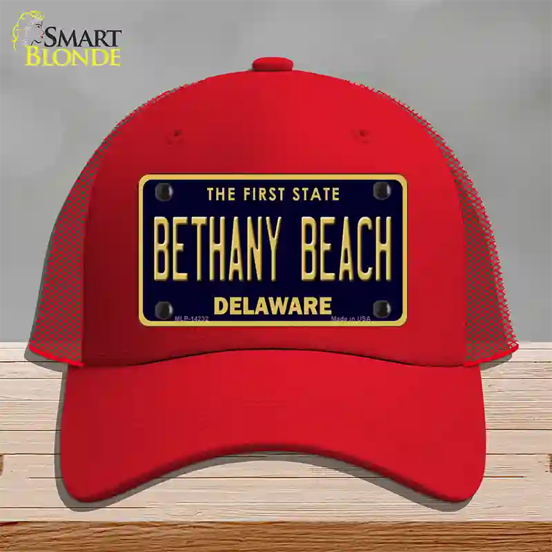 Bethany Beach Delaware Novelty License Plate Hat Mesh / Red