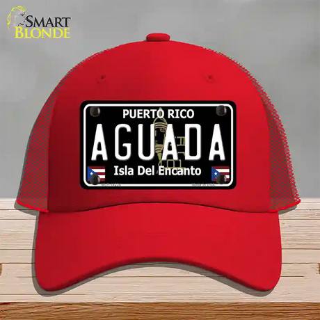 Aguada Puerto Rico Black Novelty License Plate Hat Mesh / Red