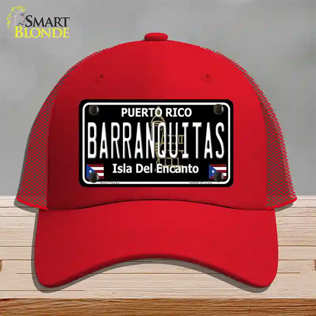 Barranquitas Puerto Rico Black Novelty License Plate Hat Mesh / Red