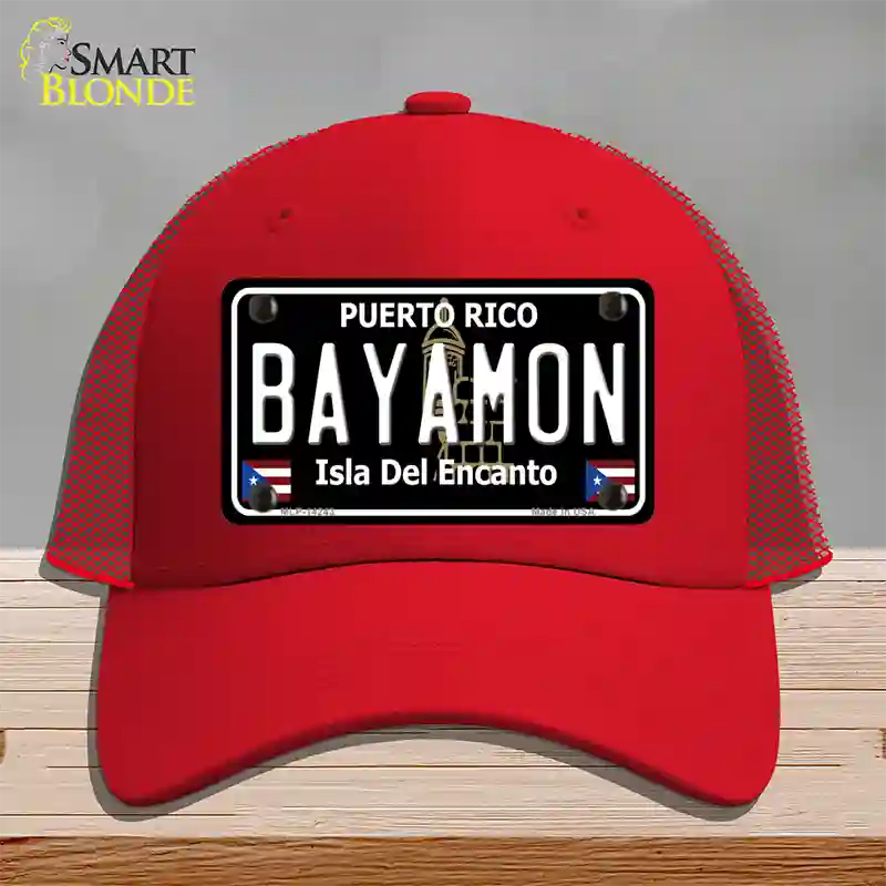 Bayamon Puerto Rico Black Novelty License Plate Hat Mesh / Red