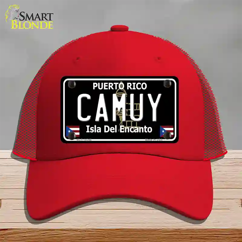 Camuy Puerto Rico Black Novelty License Plate Hat Mesh / Red