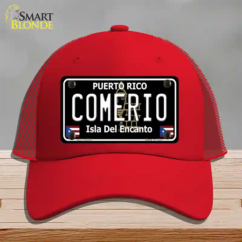 Comerio Puerto Rico Black Novelty License Plate Hat Mesh / Red